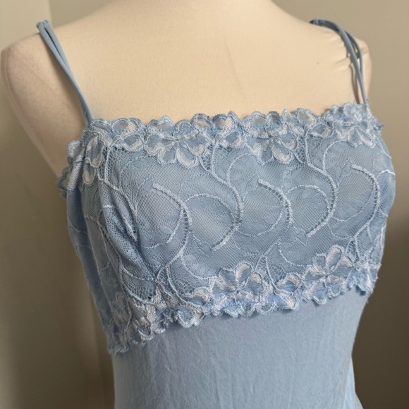 Y2K Sky Blue Floral Lace Cami Top | Fairycore Vintage Aesthetic Slip Style - Picture 4 of 7
